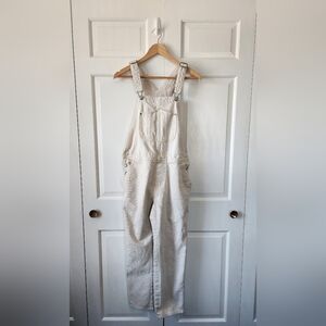 Old Navy Cream Denim Overalls Relaxed Fit